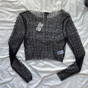 Mesh Beaded Crop Top